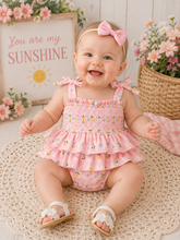 Load image into Gallery viewer, Pink Lemon Blossom Smocked Bodysuit
