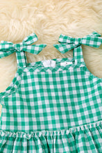 Load image into Gallery viewer, Green Gingham Ruffle Top &amp; Denim Shorts Set
