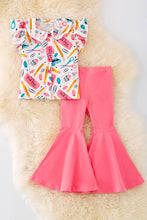 Load image into Gallery viewer, Back to School Pink Bell Bottom Set
