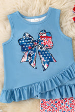Load image into Gallery viewer, Patriotic Bow Ruffle Short Set
