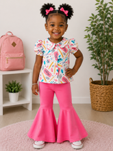 Load image into Gallery viewer, Back to School Pink Bell Bottom Set
